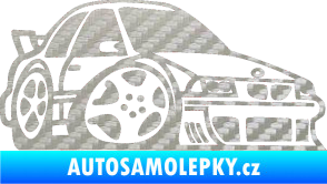 Samolepka BMW e30 karikatura pravá 3D karbon stříbrný