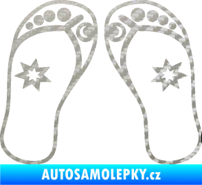 Samolepka Botičky 001 plážové žabky 3D karbon stříbrný