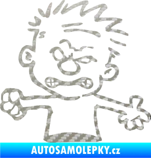Samolepka Boy rozzlobenej levá 3D karbon stříbrný