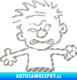 Samolepka Boy rozzlobenej pravá 3D karbon stříbrný