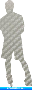 Samolepka Bruslař 004 levá 3D karbon stříbrný