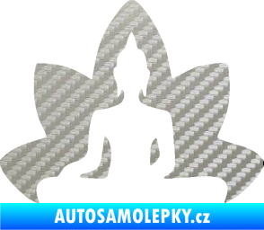 Samolepka Budha 003 levá  3D karbon stříbrný