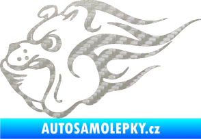 Samolepka Buldočák levá hlava buldoka 3D karbon stříbrný