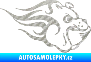 Samolepka Buldočák pravá hlava buldoka 3D karbon stříbrný