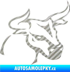 Samolepka Býk 005 pravá 3D karbon stříbrný