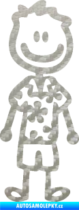 Samolepka Cartoon family mladík Hawaii  3D karbon stříbrný