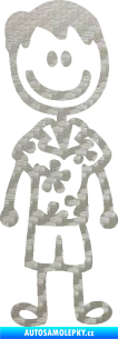 Samolepka Cartoon family táta Hawaii 3D karbon stříbrný