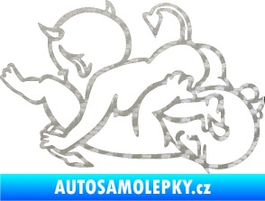 Samolepka Čertíci 002 pravá 3D karbon stříbrný