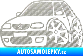 Samolepka Citroen saxo karikatura levá 3D karbon stříbrný