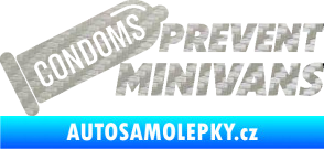 Samolepka Condoms prevent minivans 3D karbon stříbrný