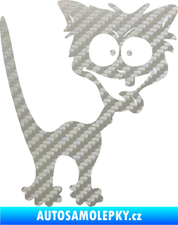 Samolepka Crazy cat pravá bláznivá kočka 3D karbon stříbrný