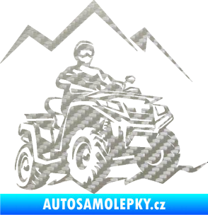 Samolepka Čtyřkolka 007 pravá 3D karbon stříbrný