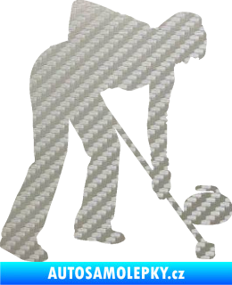 Samolepka Curling 002 pravá 3D karbon stříbrný