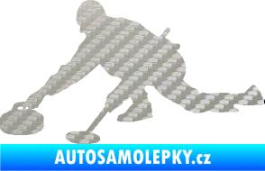 Samolepka Curling 003 levá 3D karbon stříbrný