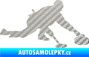 Samolepka Curling 003 pravá 3D karbon stříbrný