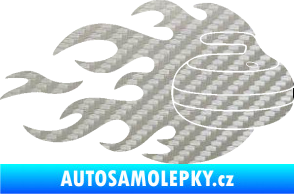 Samolepka Curling 005 pravá kámen 3D karbon stříbrný