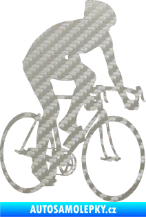 Samolepka Cyklista 001 pravá 3D karbon stříbrný