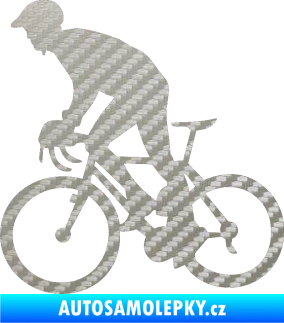 Samolepka Cyklista 003 levá 3D karbon stříbrný