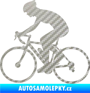 Samolepka Cyklista 005 levá 3D karbon stříbrný