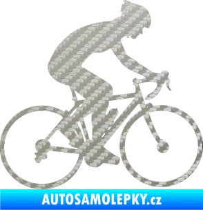 Samolepka Cyklista 005 pravá 3D karbon stříbrný