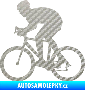 Samolepka Cyklista 008 levá 3D karbon stříbrný