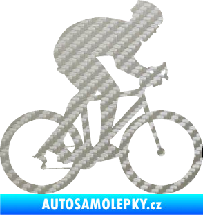 Samolepka Cyklista 008 pravá 3D karbon stříbrný