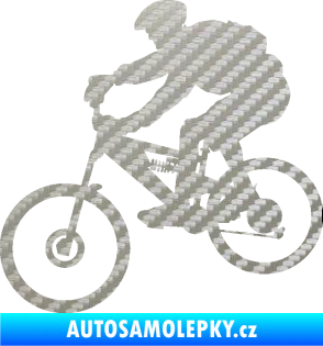 Samolepka Cyklista 009 levá horské kolo 3D karbon stříbrný