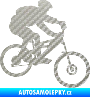 Samolepka Cyklista 009 pravá horské kolo 3D karbon stříbrný