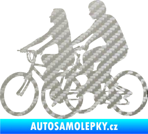 Samolepka Cyklisté 001 levá pár 3D karbon stříbrný