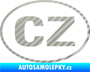 Samolepka CZ značka bez podkladu 3D karbon stříbrný