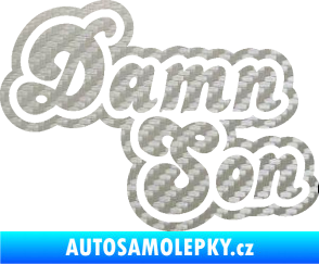 Samolepka Damn Son 3D karbon stříbrný