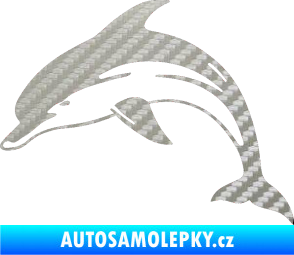 Samolepka Delfín 002 levá 3D karbon stříbrný