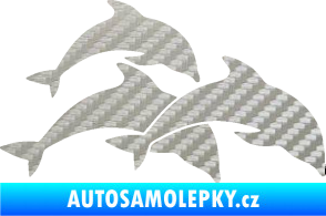 Samolepka Delfíni 001 pravá 3D karbon stříbrný