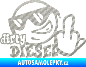 Samolepka Dirty diesel smajlík 3D karbon stříbrný