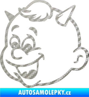 Samolepka Dítě v autě 003 levá chlapec ďáblík 3D karbon stříbrný