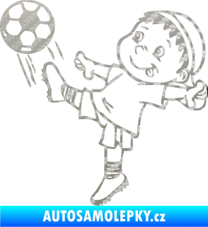 Samolepka Dítě v autě 022 levá fotbalista 3D karbon stříbrný