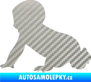 Samolepka Dítě v autě 025 levá miminko silueta 3D karbon stříbrný