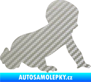 Samolepka Dítě v autě 025 pravá miminko silueta 3D karbon stříbrný