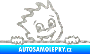 Samolepka Dítě v autě 029 pravá veselý kluk hlavička 3D karbon stříbrný