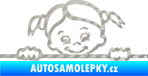 Samolepka Dítě v autě 030 pravá malá slečna hlavička 3D karbon stříbrný