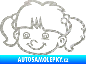 Samolepka Dítě v autě 035 levá holka hlavička 3D karbon stříbrný
