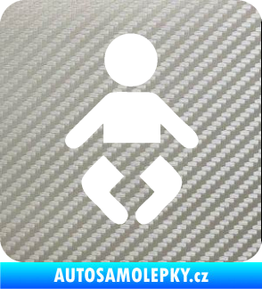 Samolepka Dítě v autě 093 symbol miminka 3D karbon stříbrný
