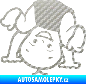 Samolepka Dítě v autě 101 levá vzhůru nohama 3D karbon stříbrný
