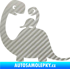 Samolepka Dítě v autě 105 levá dinosaurus 3D karbon stříbrný
