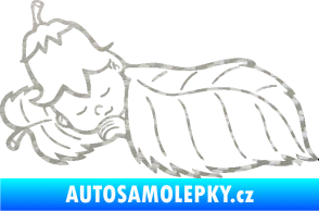 Samolepka Dítě v autě 107 levá spinká na lístečku 3D karbon stříbrný