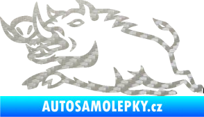 Samolepka Divoké prase 004 levá 3D karbon stříbrný