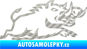 Samolepka Divoké prase 004 pravá 3D karbon stříbrný