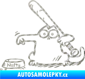 Samolepka Dolej naftu 002 levá 3D karbon stříbrný
