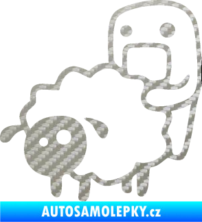 Samolepka Domo 005 levá love sheep 3D karbon stříbrný