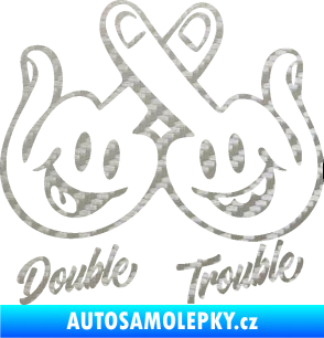 Samolepka Double trouble smajlíci f*ck 3D karbon stříbrný